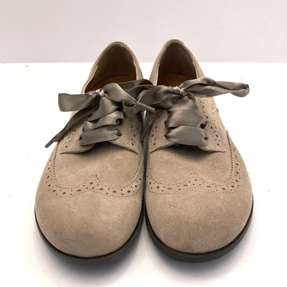 Birkenstock Laramie Wingtip Suede Shoes Taupe Regular Fit Women 5 EU‎ 36